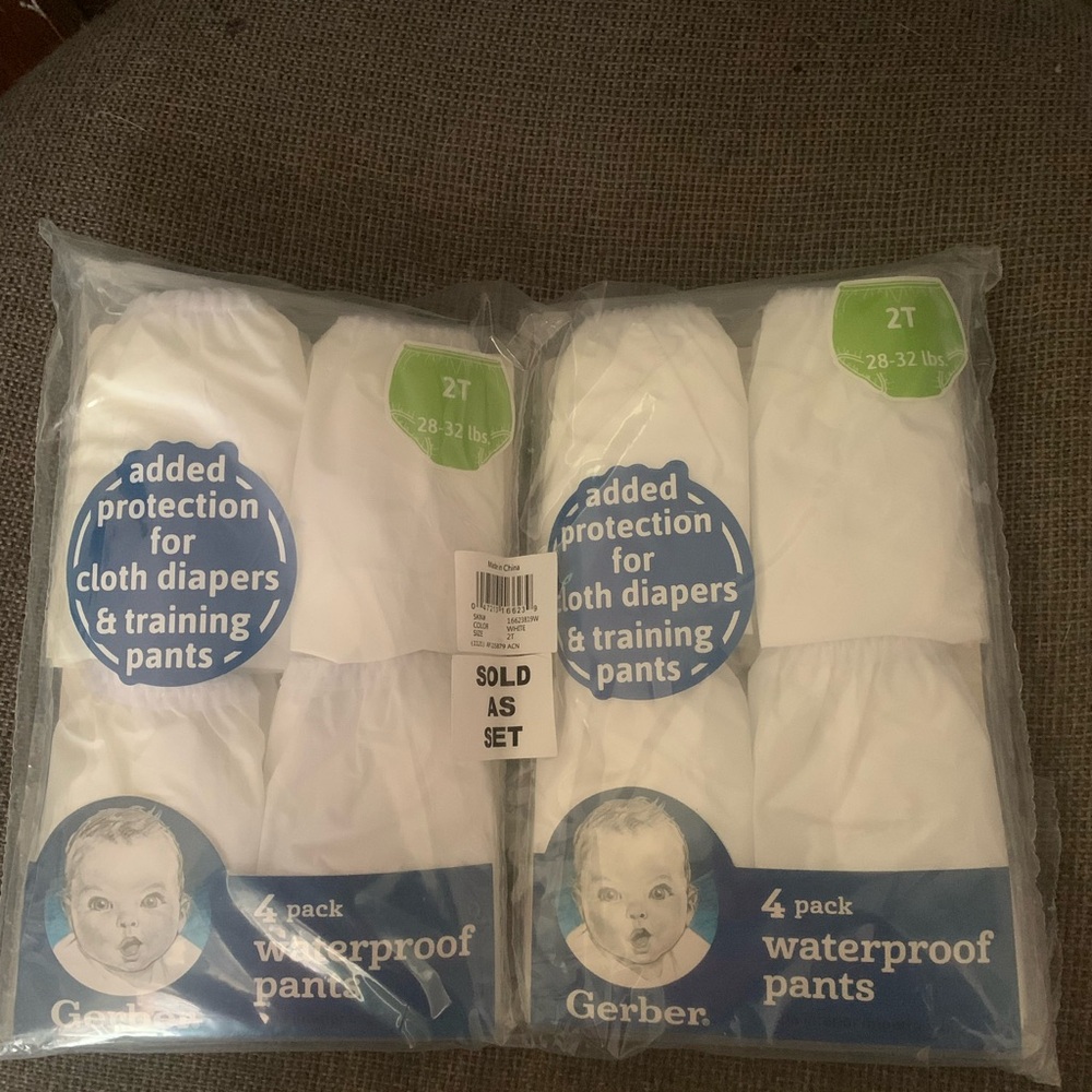 Gerber White Waterproof Diaper Covers - 8 Pack Set BNIP